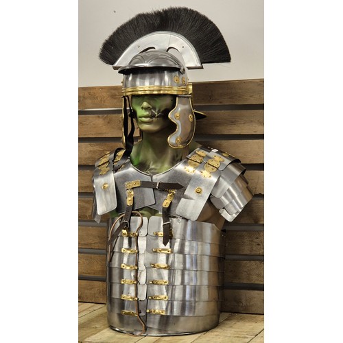 184 - Replica Roman Soldier Military Lorica Segmentata Body Armour Steel Roman Centurion Helmet Armour on ... 