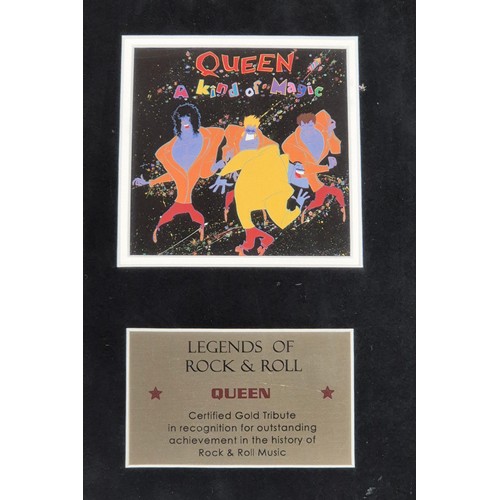 230 - Legends of Rock & Roll Queen 'A Kind of magic' certified gold record with certificate of authenticit... 