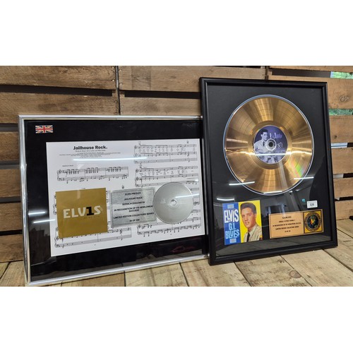 326 - A collection of two Elvis record & cd framed pictures; GI blues limited edition 24 of 40 ' in Recogn... 