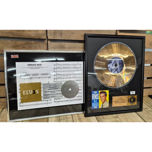 326 - A collection of two Elvis record & cd framed pictures; GI blues limited edition 24 of 40 ' in Recogn... 