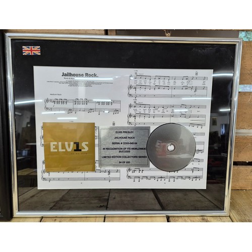 326 - A collection of two Elvis record & cd framed pictures; GI blues limited edition 24 of 40 ' in Recogn... 