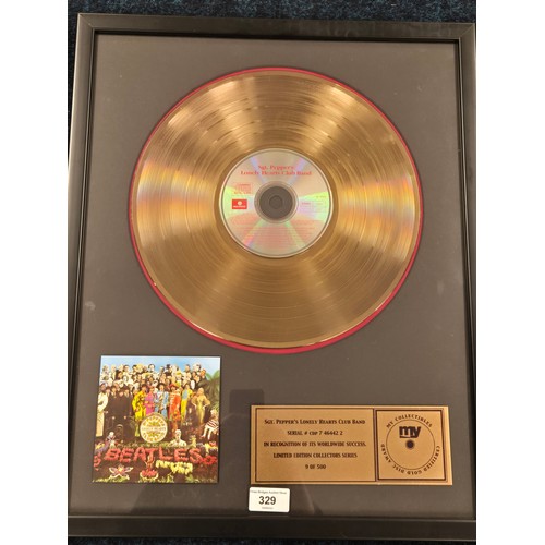 329 - The Beatles Sgt peppers lonely hearts club band serial CDP 7464422 limited edition record framed  9/... 