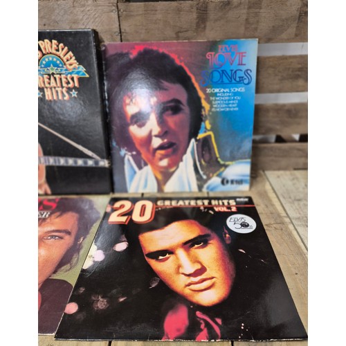 334 - A collection of six Elvis Presley LP Records; Pink double LP album 40 greatest tracks, The love song... 