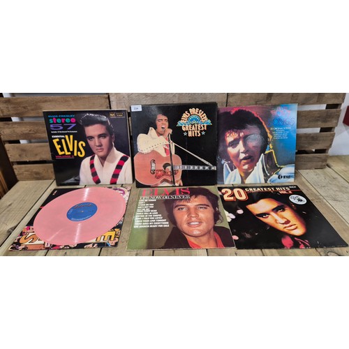 334 - A collection of six Elvis Presley LP Records; Pink double LP album 40 greatest tracks, The love song... 