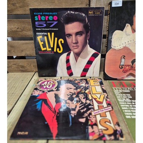 334 - A collection of six Elvis Presley LP Records; Pink double LP album 40 greatest tracks, The love song... 