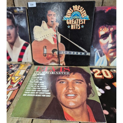 334 - A collection of six Elvis Presley LP Records; Pink double LP album 40 greatest tracks, The love song... 