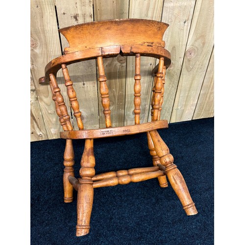 120 - WW2 Elm Wood Captains chair. Marked 1944- High Wycombe. [70cm high]