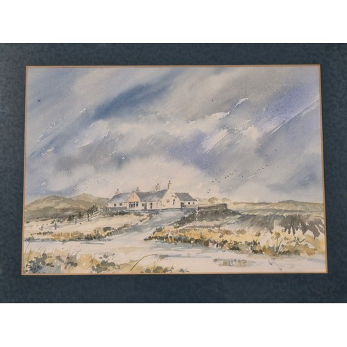 121 - Original watercolour depicting cottage landscape scene. Signature illegible. Dated 94. Contemporary ... 