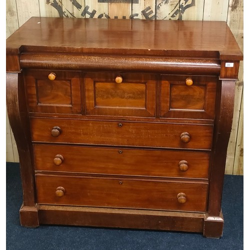 254 - Victorian Scottish OG Mahogany chest of drawers, Hidden top drawer, three deep drawers and three lar... 