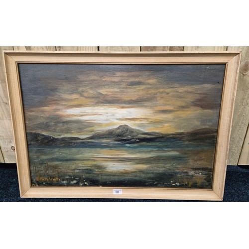 353 - Antique Oil painting depicting Scottish Highland scene signed F Watts. [84x59cm]