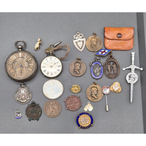 15 - A Selection of Medallions and pocket watches; Three Field Marshall Lord Robert of Kandahar Society o... 