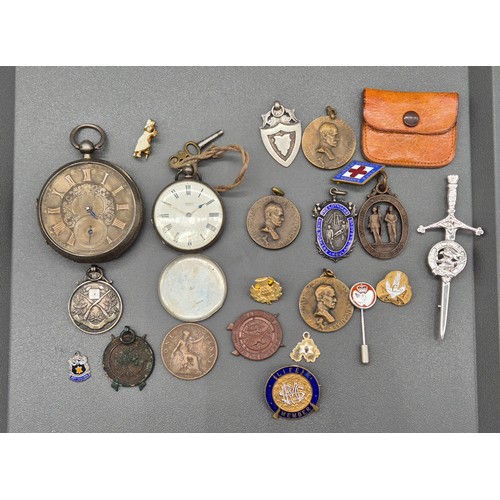 15 - A Selection of Medallions and pocket watches; Three Field Marshall Lord Robert of Kandahar Society o... 