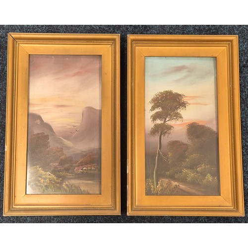 355 - A Pair of 20th century countryside scene oil paintings set in gilt frames [47x29cm]