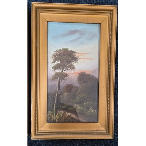 355 - A Pair of 20th century countryside scene oil paintings set in gilt frames [47x29cm]