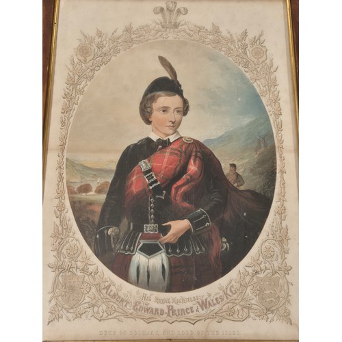 356 - 19th century coloured engraving of His Royal Highness 'Albert Edward Prince of  Wales K.G' duke of R... 