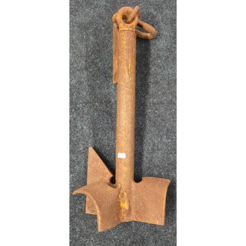 357 - Antique steel boat anchor [58cm height]