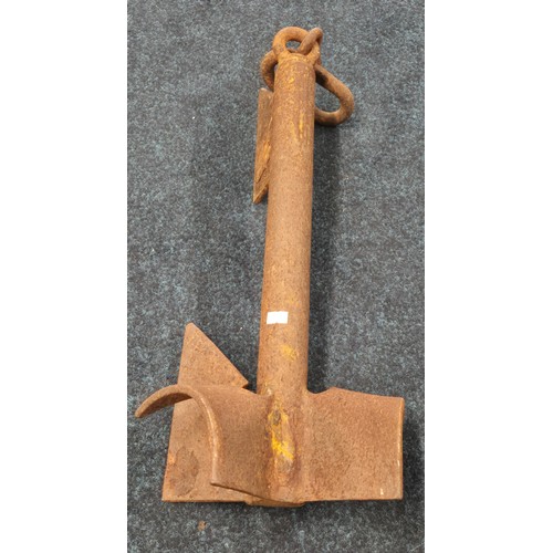 357 - Antique steel boat anchor [58cm height]