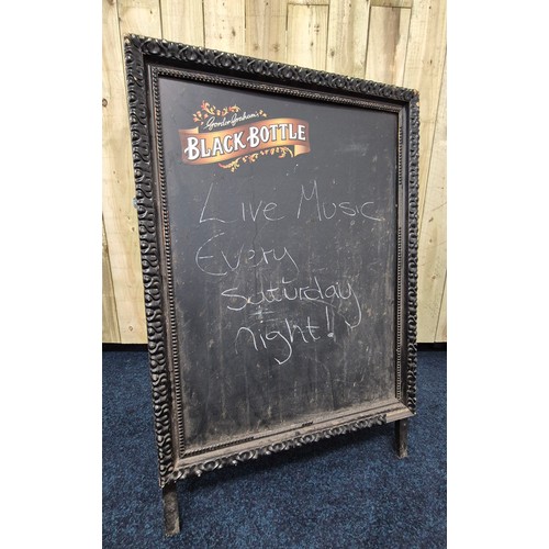 358 - Gordon Grahams black bottle pub double sided chalk sign. [103cm high] [Hinges need attention]