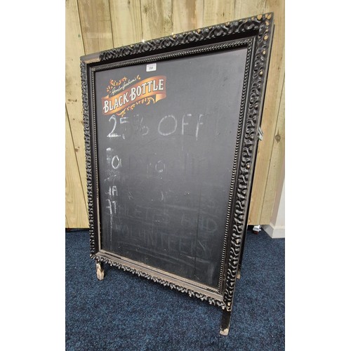 358 - Gordon Grahams black bottle pub double sided chalk sign. [103cm high] [Hinges need attention]