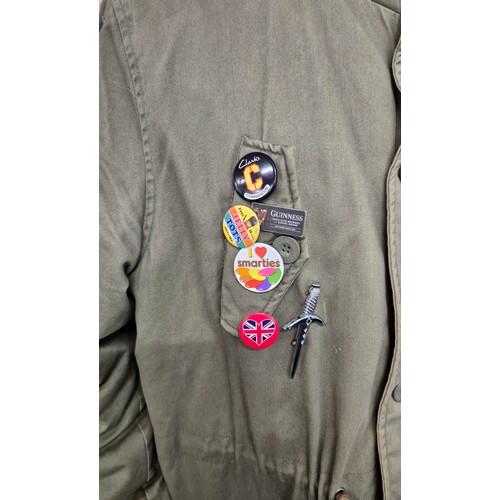 359 - Vintage Lambretta mod parka jacket, fitted with various badges and pins- having the band 