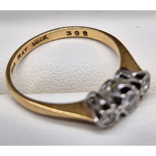 19 - 18ct yellow gold and platinum diamond stone ring. [Ring size M] [2.11Grams]