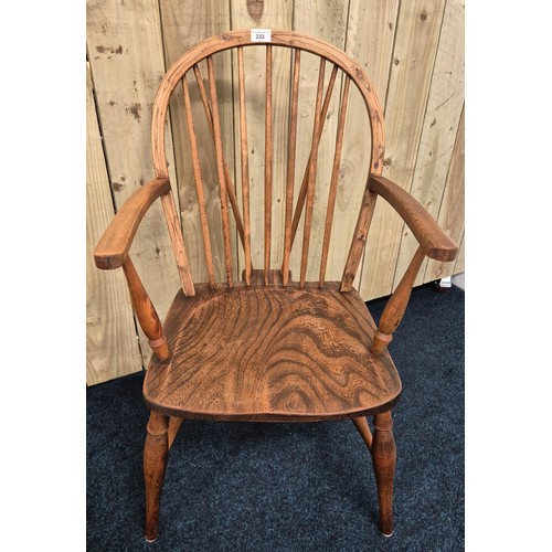 233 - 19th century Elm Wood, Windsor spindle back arm chair