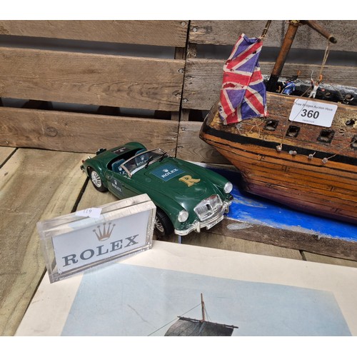 360 - 2 Vintage model ships; Viking ship & galleon Models together with vintage metal truck together with ... 