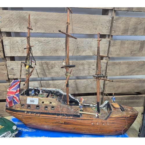 360 - 2 Vintage model ships; Viking ship & galleon Models together with vintage metal truck together with ... 