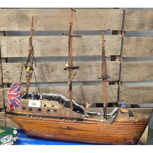 360 - 2 Vintage model ships; Viking ship & galleon Models together with vintage metal truck together with ... 