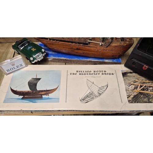 360 - 2 Vintage model ships; Viking ship & galleon Models together with vintage metal truck together with ... 