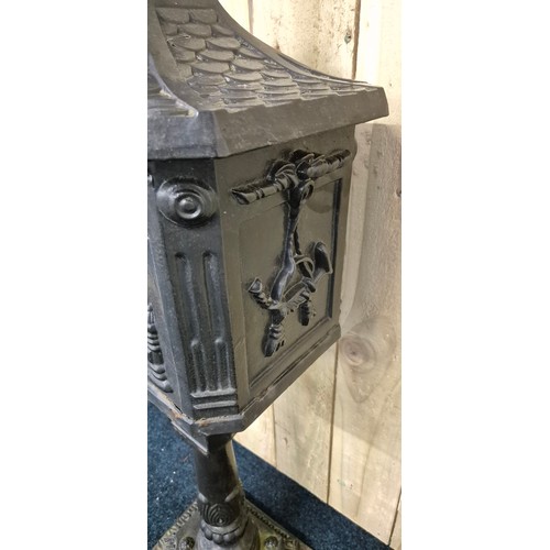 226 - Heavy Cast Iron Letterbox or Post Box supported on a cast iron Plinth [117cm height]