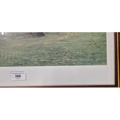 386 - Steam train print titled 'Skye boat train' By Don Breckon set in a mahogany  frame [67.5x89cm]