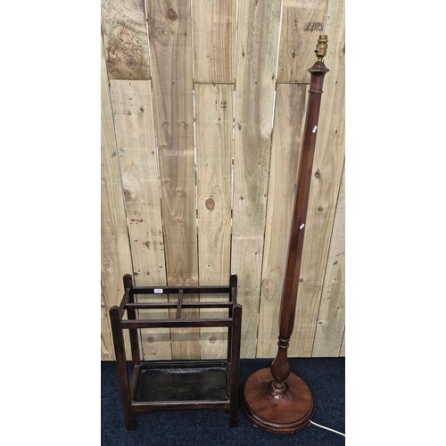 379 - 1940/50s vintage walking stick/ umbrella stand together with an antique mahogany standard lamp [161.... 