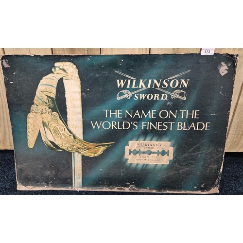 373 - A vintage Wilkinson sword blade brand advertising sign [47.5x74cm]