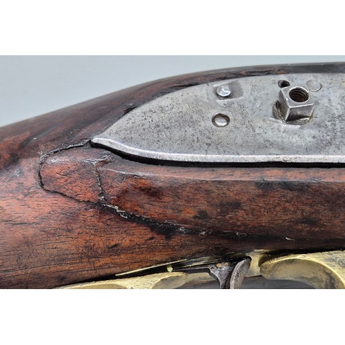 162 - 19th century Blunderbuss flintlock gun- possibly English steel barrel with ram rod [missing flint lo... 