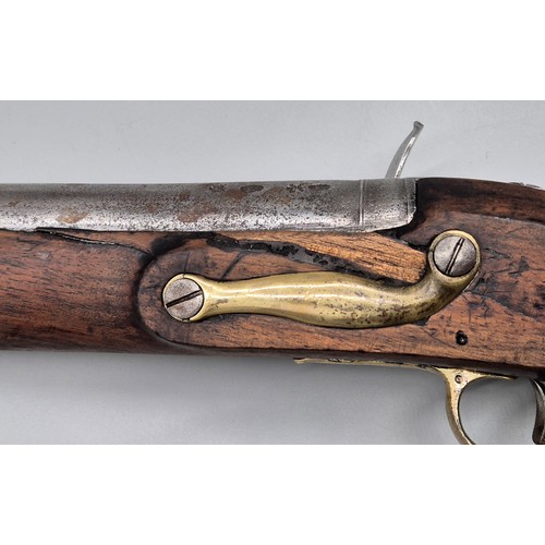 162 - 19th century Blunderbuss flintlock gun- possibly English steel barrel with ram rod [missing flint lo... 