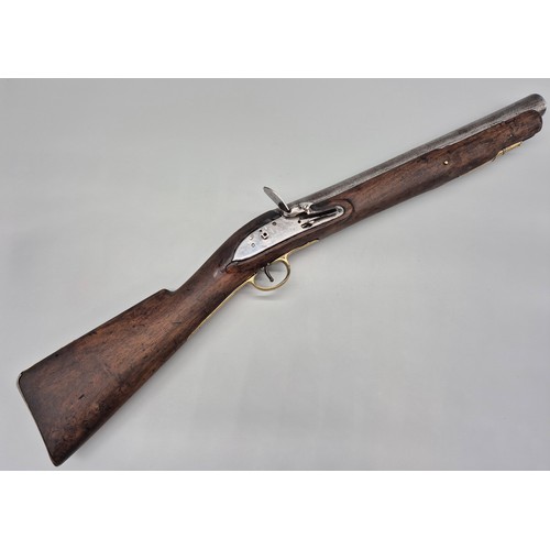 162 - 19th century Blunderbuss flintlock gun- possibly English steel barrel with ram rod [missing flint lo... 