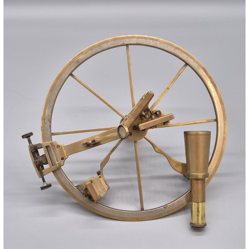 163 - 19th century brass ships reflecting circle sextant in fitted case [24.5cm diameter]