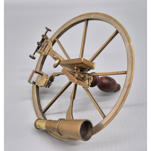 163 - 19th century brass ships reflecting circle sextant in fitted case [24.5cm diameter]