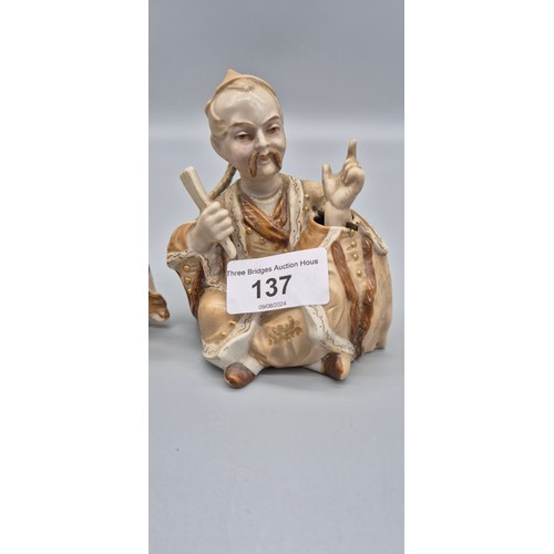 137 - A Pair of 19th century Chinese nodder doll figures [12cm height]