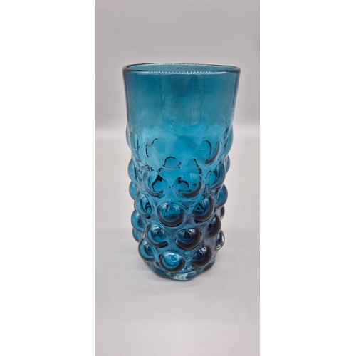 165 - Mid century Blenko bubble blue art glass vase [25cm height]