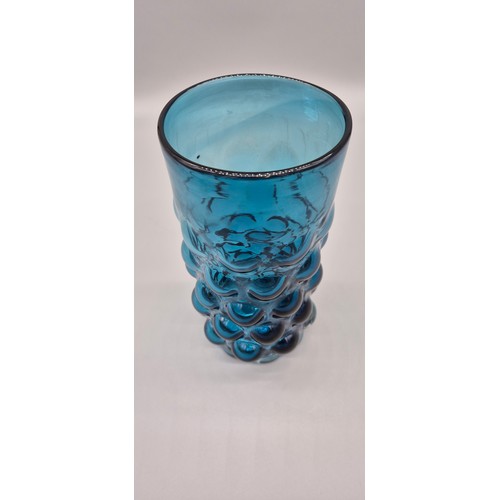 165 - Mid century Blenko bubble blue art glass vase [25cm height]