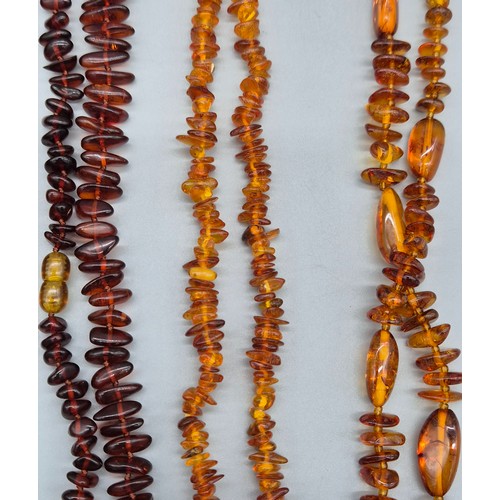 27 - A collection of five vintage amber necklaces. Varying sizes. [177.52grams]