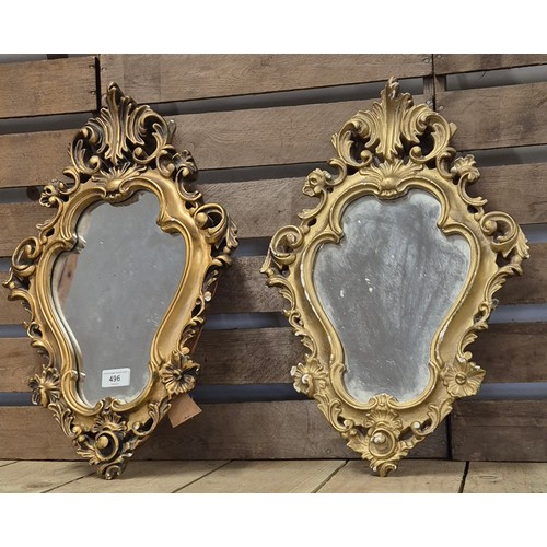 496 - Two vintage antique style gilt framed mirrors [52x34cm]