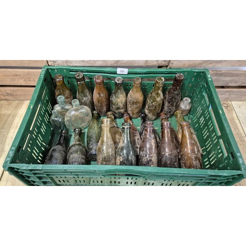 389 - A Collection of antique glass beer & wine bottles; TGR Nanson Carlisle, fine port brewery, mostly Ca... 