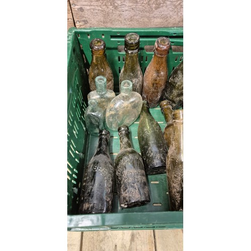 389 - A Collection of antique glass beer & wine bottles; TGR Nanson Carlisle, fine port brewery, mostly Ca... 