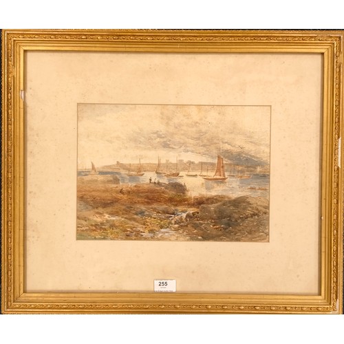 255 - H Ritchie
Original watercolour depicting boat scene. Dated 1875. Fitted within an ornate moulded gil... 