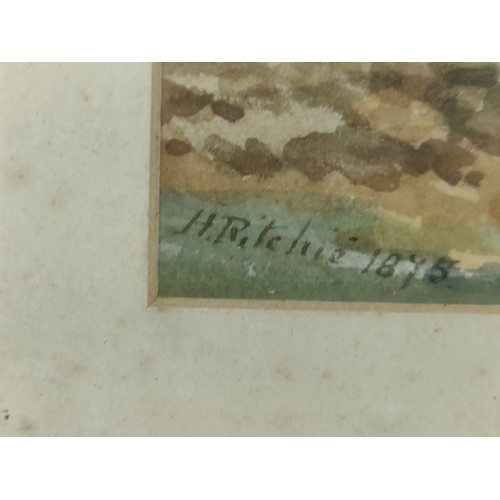 255 - H Ritchie
Original watercolour depicting boat scene. Dated 1875. Fitted within an ornate moulded gil... 