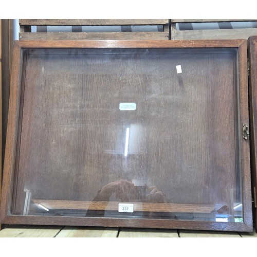 237 - Two antique wall display cases [From Haigs Poppy factory Edinburgh]