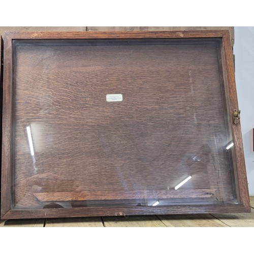 237 - Two antique wall display cases [From Haigs Poppy factory Edinburgh]